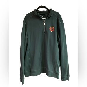 Minnesota Twins Shirt Mens Large Black Tommy Bahama Island Zone Pullover 1/4 zip